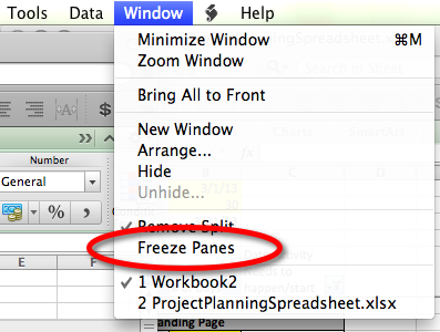 excel for mac freeze column